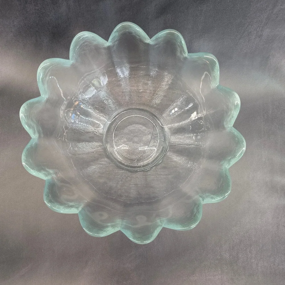 Blenko‎ 6143L Lotus Serving Bowl Set w 8 Matching 6143S Bowls in Crystal